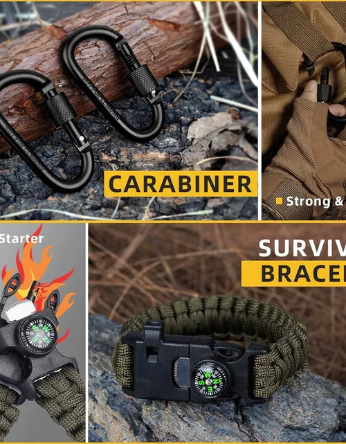 Load image into Gallery viewer, Survival Kits 57 Pcs,Emergency Survival Gear Tools for Outdoor Camping, Hiking,Gifts for Men Dad Husband Teenage Boy
