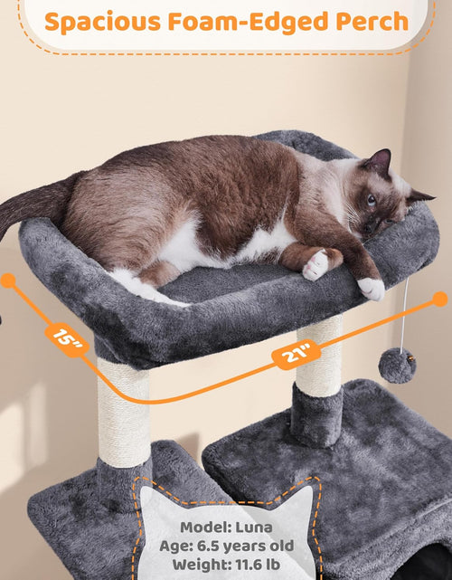 Load image into Gallery viewer, Large Multi-Level Cat Tree, 63 Inches Tall with Sisal-Covered Scratching Posts, Condo, Hammock, Dangling Ball, and Extended Platform for Cats to Play and Sleep
