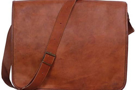 Komals Passion Leather Vintage Mens 16 Inch Leather Laptop Messenger Pro Satchel Mens Bag