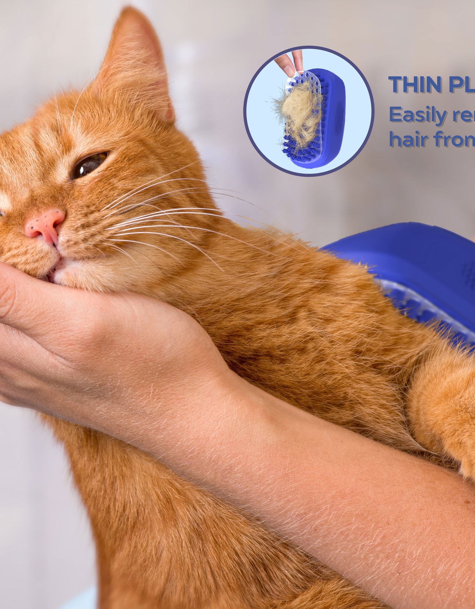 Dog Bath Scrubber Rubber Curry Comb & Pet Grooming Brush with Non-Slip Grip, Blue