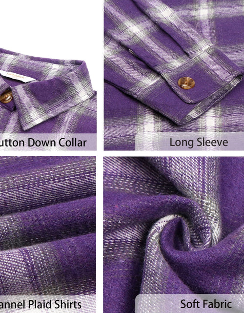 Load image into Gallery viewer, Plaid Flannel Shirts for Women Oversized Long Sleeve Button down Shirts Blouses Tops
