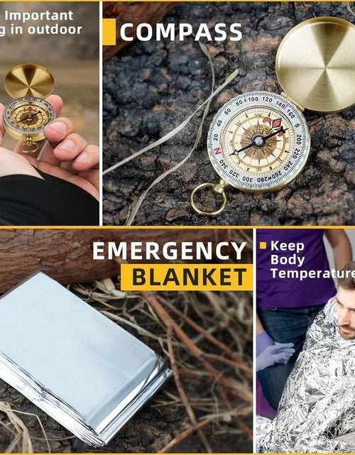 Load image into Gallery viewer, Survival Kits 57 Pcs,Emergency Survival Gear Tools for Outdoor Camping, Hiking,Gifts for Men Dad Husband Teenage Boy
