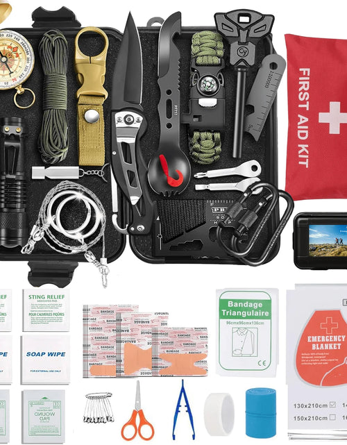 Load image into Gallery viewer, Survival Kits 57 Pcs,Emergency Survival Gear Tools for Outdoor Camping, Hiking,Gifts for Men Dad Husband Teenage Boy
