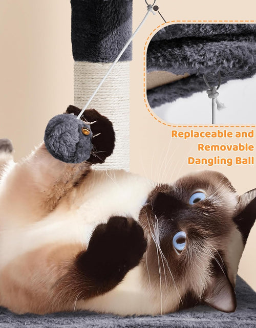 Load image into Gallery viewer, Large Multi-Level Cat Tree, 63 Inches Tall with Sisal-Covered Scratching Posts, Condo, Hammock, Dangling Ball, and Extended Platform for Cats to Play and Sleep
