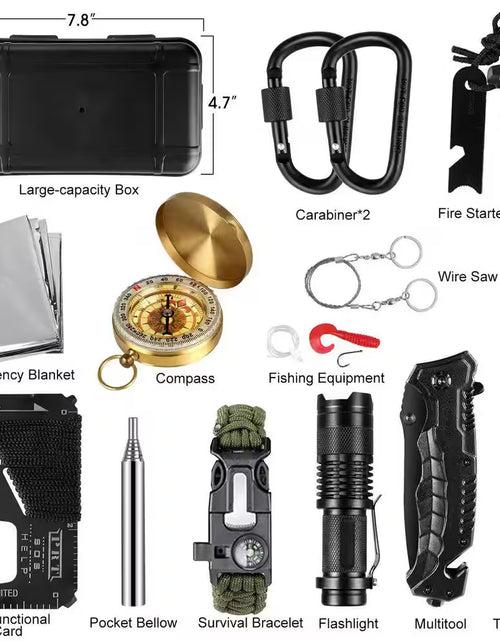 Load image into Gallery viewer, 14 In. 1 Outdoor Emergency Survival Kit for Camping, Hunting, Hiking Survival Gear and Equipment, Camping Accessories
