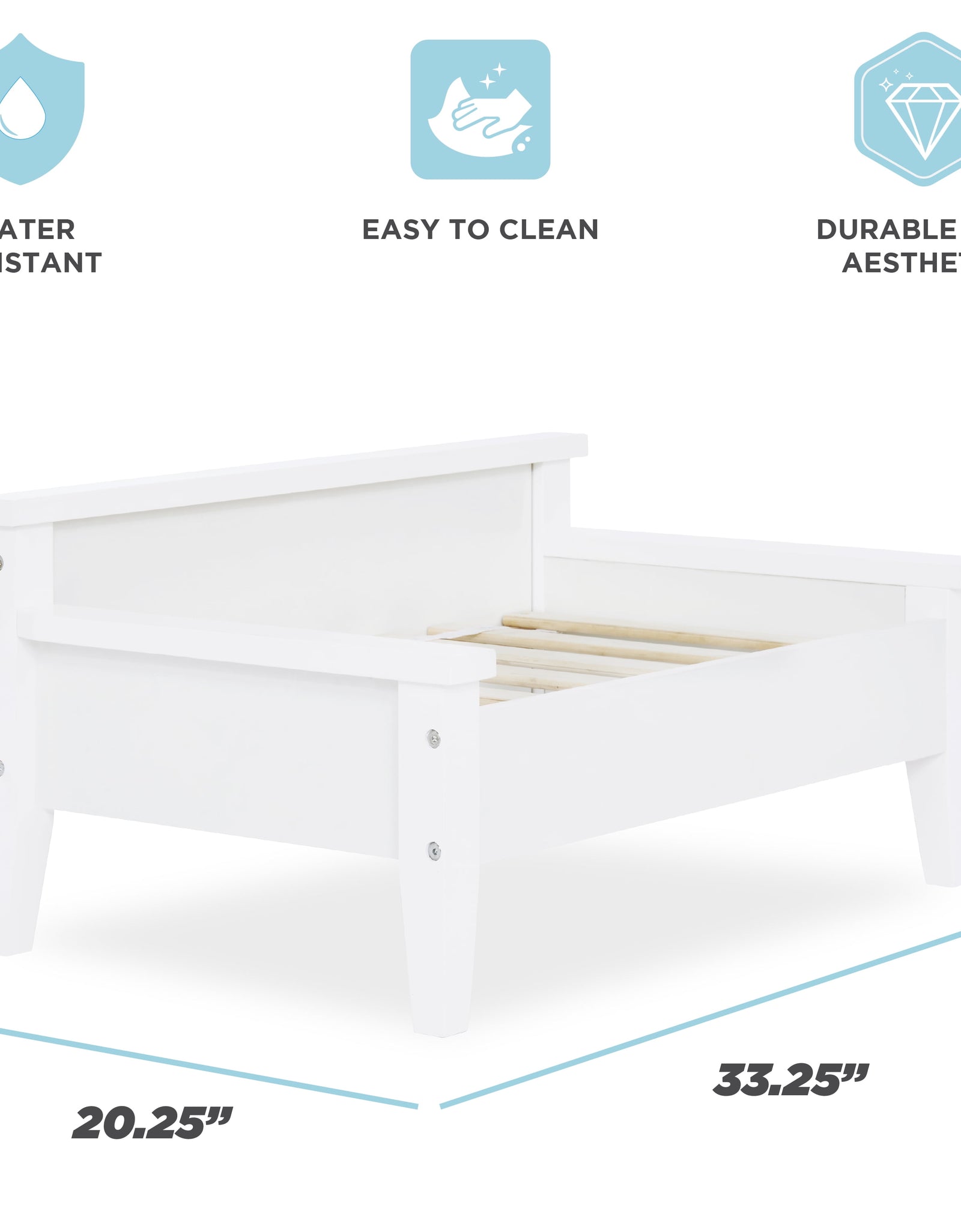 Winston Small Elevated Wooden Pet Bed with Plush Mattress, White