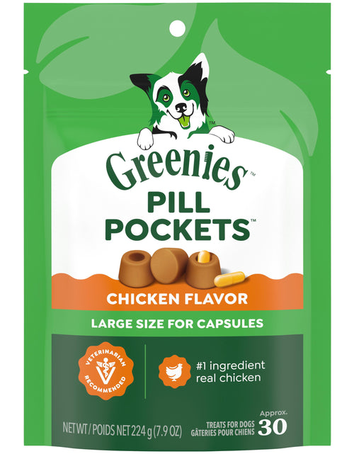 Load image into Gallery viewer, Pill Pockets for Dogs Chicken Flavor Large, Capsule Size Soft Dog Treats, 7.9 Oz, (30 Pk)
