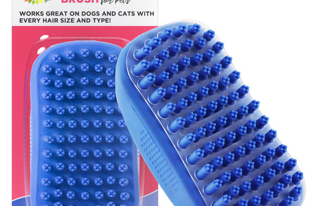 Dog Bath Scrubber Rubber Curry Comb & Pet Grooming Brush with Non-Slip Grip, Blue