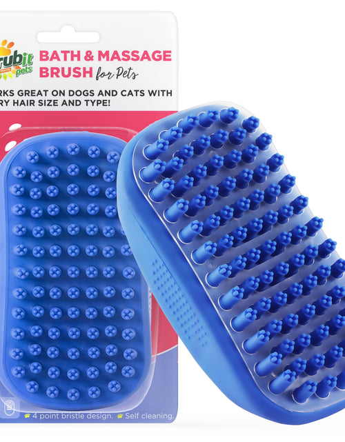 Load image into Gallery viewer, Dog Bath Scrubber Rubber Curry Comb &amp; Pet Grooming Brush with Non-Slip Grip, Blue
