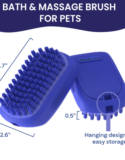 Load image into Gallery viewer, Dog Bath Scrubber Rubber Curry Comb &amp; Pet Grooming Brush with Non-Slip Grip, Blue

