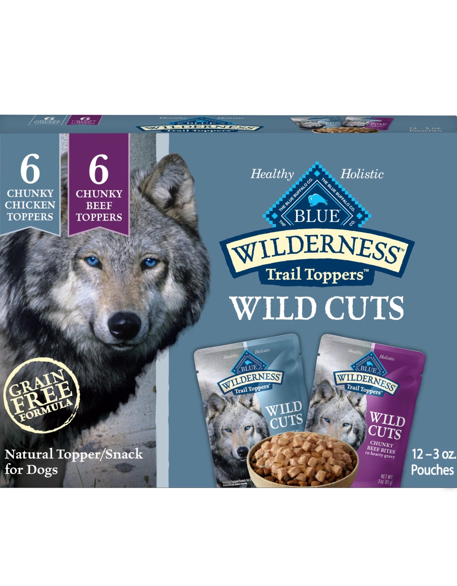 (4 Pack)  Wilderness Wild Cuts Wet Dog Food Toppers, Chicken & Beef, 3-Oz. (12 Count)