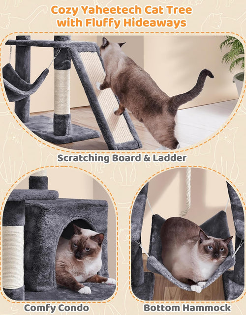 Load image into Gallery viewer, Large Multi-Level Cat Tree, 63 Inches Tall with Sisal-Covered Scratching Posts, Condo, Hammock, Dangling Ball, and Extended Platform for Cats to Play and Sleep
