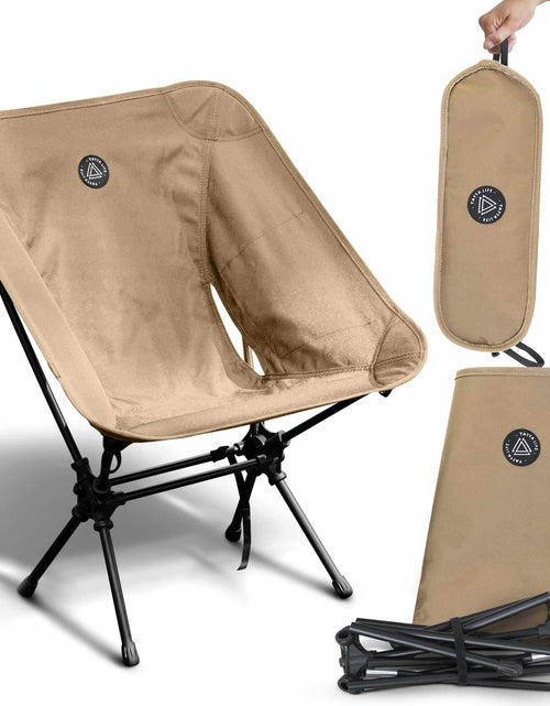 Load image into Gallery viewer, Low Back Ultralight Folding Camping Chairs with Storage Pouch - Khaki

