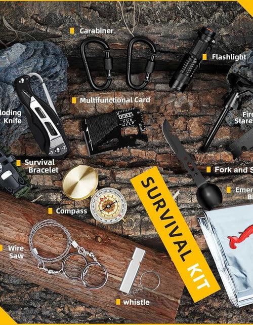 Load image into Gallery viewer, Survival Kits 57 Pcs,Emergency Survival Gear Tools for Outdoor Camping, Hiking,Gifts for Men Dad Husband Teenage Boy

