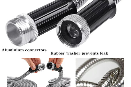 Stainless Steel Metal Garden Water Hose Pipe Flexible Lightweight 25/50/75/100FT