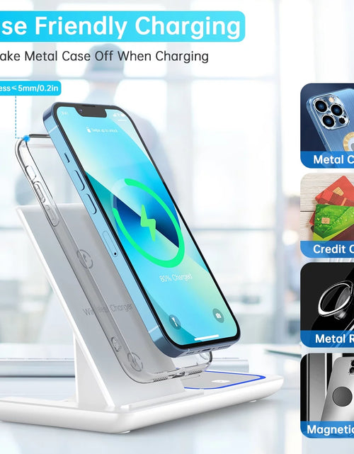 Load image into Gallery viewer, Wireless Charging Station, 18W 3 in 1 Charger Station, Fast Charging Dock Stand for Iwatch Series 11/10/9/8/7/6/SE/5/4/3, Compatible for Iphone 17/16 15 14 13 12 11 Pro Max/Samsung/ Airpod

