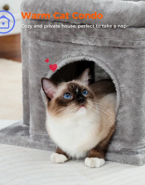 Load image into Gallery viewer, Cat Tree Condo 27" Cat Tower with Large Top Perch and Scratching Posts for Kittens and Medium Cats, Gray
